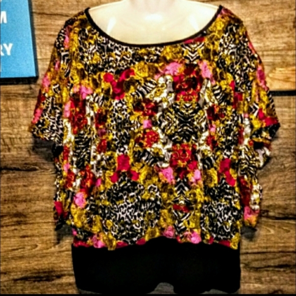 Cato Top Size 26/28W Dolman Floral Zebra Print - Picture 2 of 10